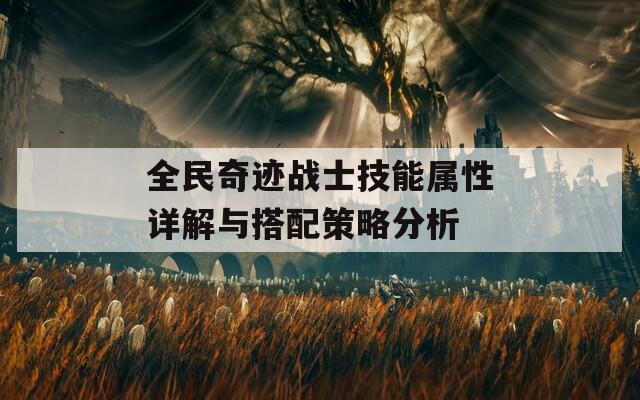 全民奇迹战士技能属性详解与搭配策略分析