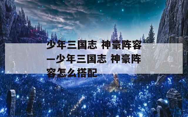 少年三国志 神豪阵容—少年三国志 神豪阵容怎么搭配