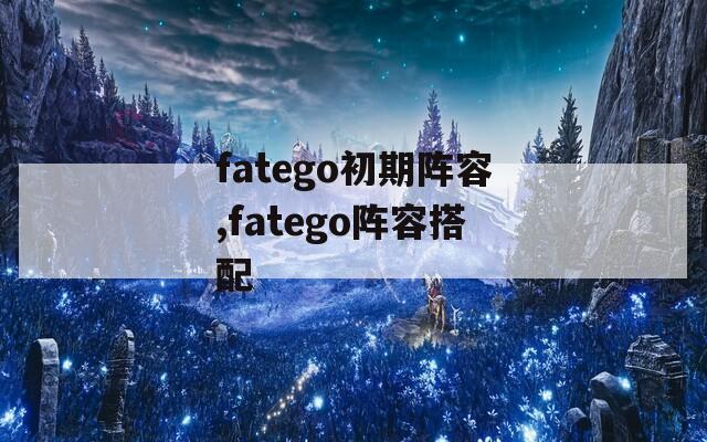 fatego初期阵容,fatego阵容搭配