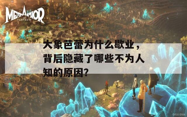 大象芭蕾为什么歇业，背后隐藏了哪些不为人知的原因？