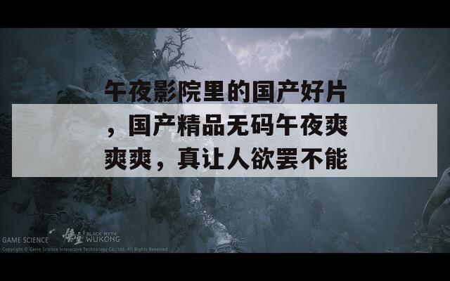 午夜影院里的国产好片，国产精品无码午夜爽爽爽，真让人欲罢不能！