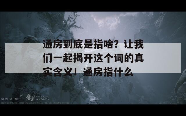 通房到底是指啥？让我们一起揭开这个词的真实含义！通房指什么