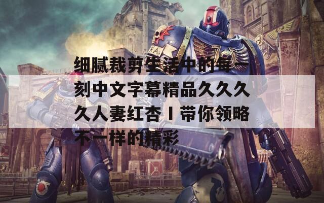 细腻裁剪生活中的每一刻中文字幕精品久久久久人妻红杏Ⅰ带你领略不一样的精彩