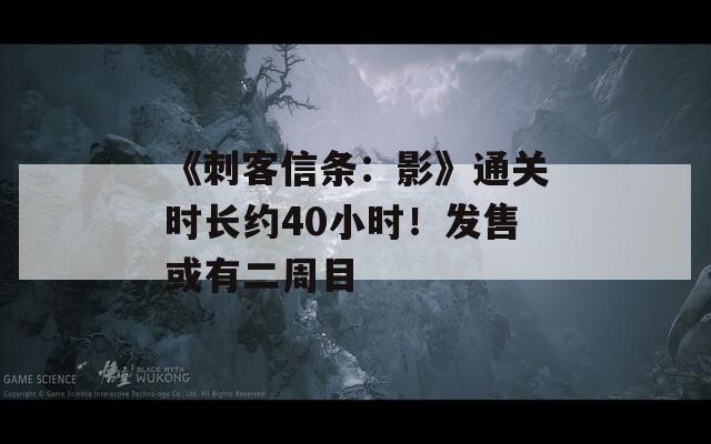 《刺客信条：影》通关时长约40小时！发售或有二周目
