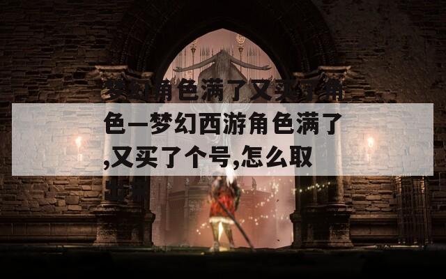 梦幻角色满了又买了角色—梦幻西游角色满了,又买了个号,怎么取出来  第1张